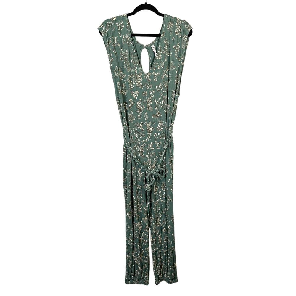 Anthropologie Women's V-neck Weekend Sleep Lounge Jogger Jumpsuit Green Large